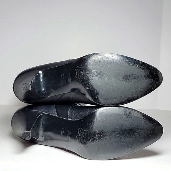 Mister Shoes Markon Footwear Heeled Boots Black Leather Calf Length Pull-On 6.5M - Picture 11 of 14